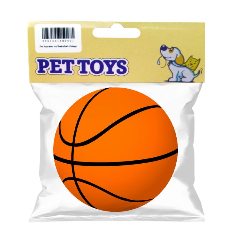 Pet squeaker toy, basketball, in assortment