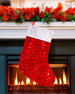 Christmas stocking with sequins, Snow Fantasy, assorted