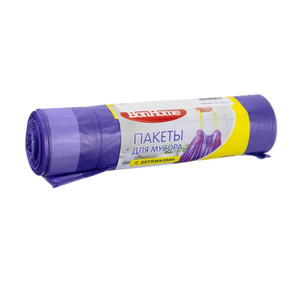 Garbage bag p/e with a puff purple 60l 10 pcs