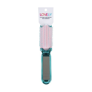 FOLDING HAIR BRUSH WITH MIRROR  Lovely