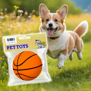 Pet squeaker toy, basketball, in assortment