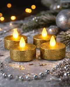 LED candle, Snow Fantasy, 4 pcs, assorted
