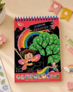 Scratch book with a wooden stick, assorted
