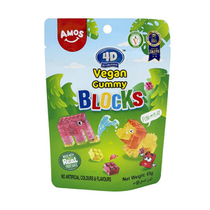 AMOS 4D Vegan Block Gummy Candy, 65 g