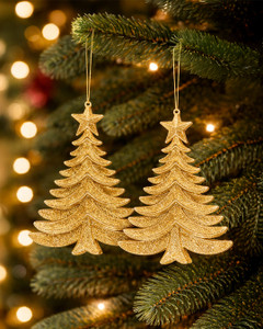 Hanging Christmas decoration gold, assorted