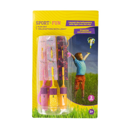 Play set Helicopters with light 3pcs-Pink, Yellow