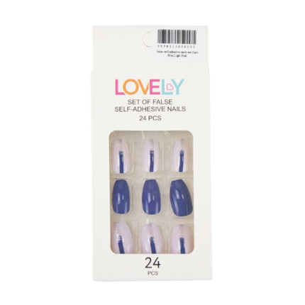 False self-adhesive nails set-Dark Blue,Light Pink