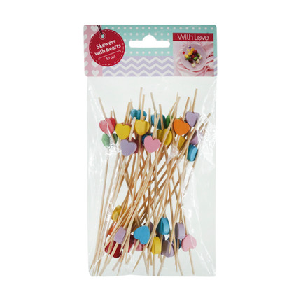 Skewers with hearts, 40 pcs.