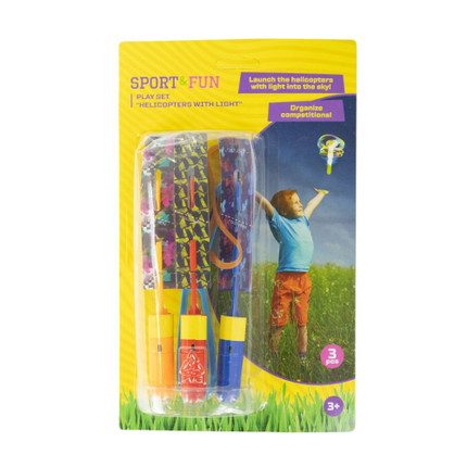 Play set Helicopters with light 3pcs-Pink, Yellow