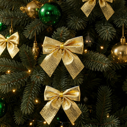 New Year decoration "Bow", Snow fantasy, 12 pcs., in assortment