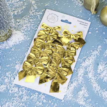 New Year decoration "Bow", Snow fantasy, 12 pcs., in assortment