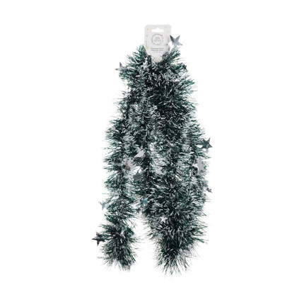 Christmas tinsel with mini stars, 9x200 cm
