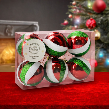 Christmas balls, Snow fantasy, 6 pcs., assorted