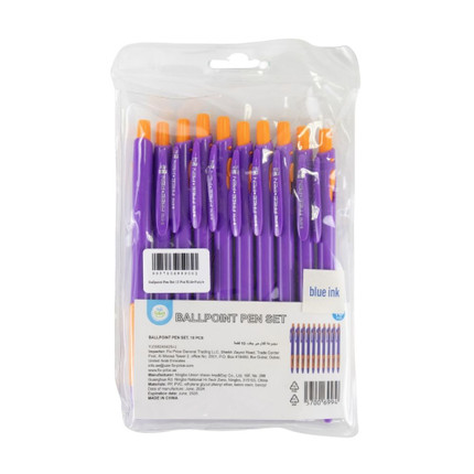 Blue retractable ballpoint pens, 10 pcs
