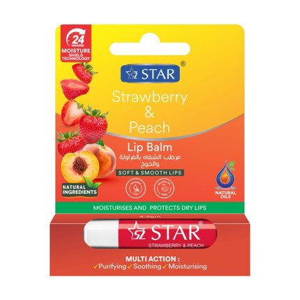 Lip balm, Star, Strawberry & Peach, 4.8 g