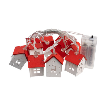 Christmas garland “Houses”, Snow Fantasy, 1.8 m, assorted