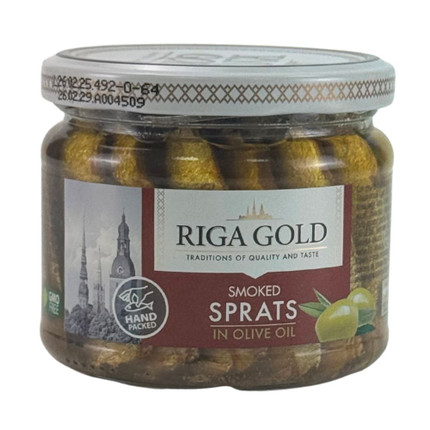 Riga Gold Smoked Sprats In Olive Oil 250G