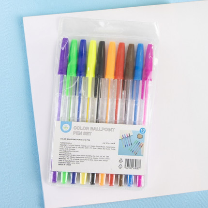 Colored ballpoint pens, 10 colors