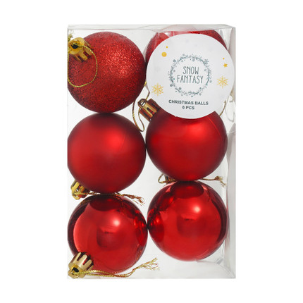 Christmas tree balls, Snow Fantasy, 5 cm, set of 6, assorted