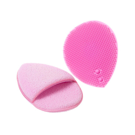 Facial cleansing set: sponge, brush
