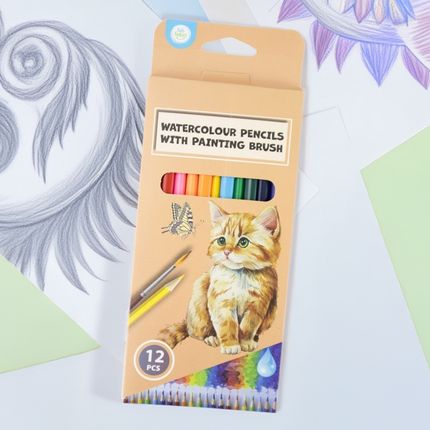 Waterсolour pencils (12 pcs.) with painting brush