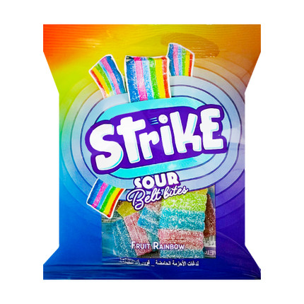Gummy Strike Sour Belts Fruit Rainbow 70G