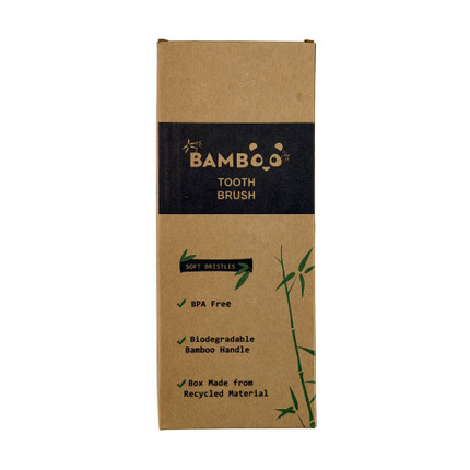 5pc bamboo flat handle toothbrush