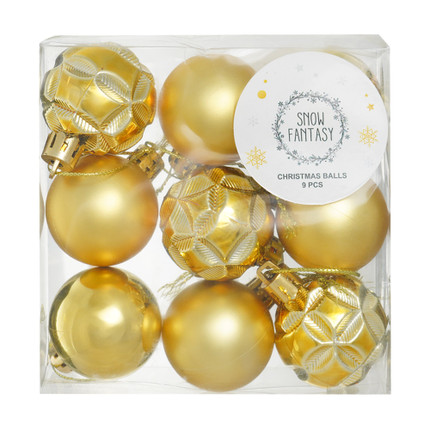 Christmas balls, Snow Fantasy, 4 cm, 9 pcs, assorted