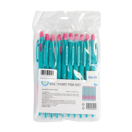 Blue retractable ballpoint pens, 10 pcs