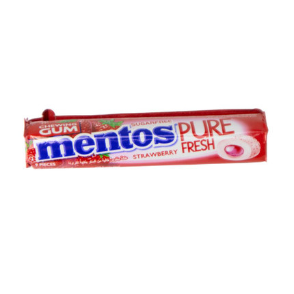 Mentos Sugarfree Strawb Gum Roll 15G 9P