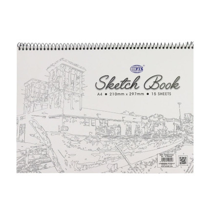 White sketch book FIS A4 with spiral binding 15 sheets