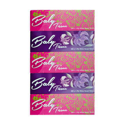 Facial tissues, Baby, 1 ply, 200 pcs, 5 boxes