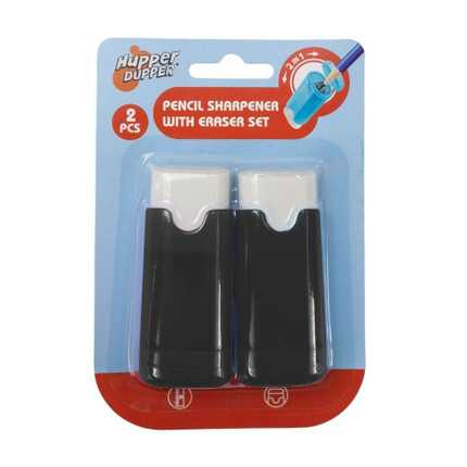 Pencil sharpener with eraser set, Hupper Dupper, 2 pcs