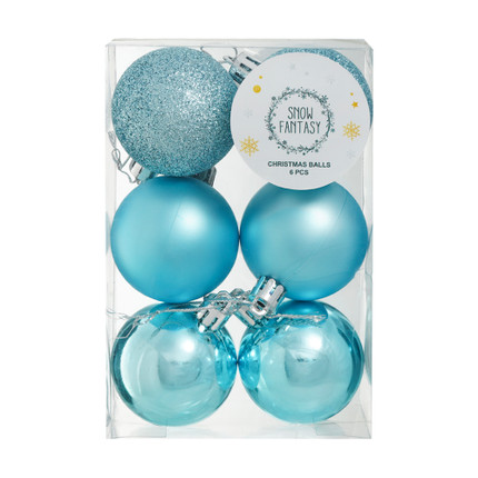 Christmas tree balls, Snow Fantasy, 5 cm, set of 6, assorted