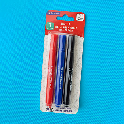 Permanent markers, Block&Note, 3 pcs., 3 colors, in assortment