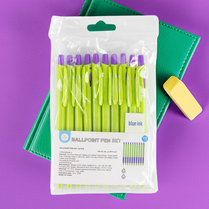 Blue retractable ballpoint pens, 10 pcs