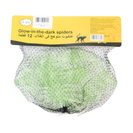 Glow-in-the-dark spiders, 12 pcs