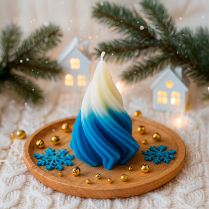 New Year's candle "Pine", Snow fantasy, 7.5 cm, assorted