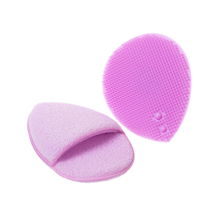 Facial cleansing set: sponge, brush