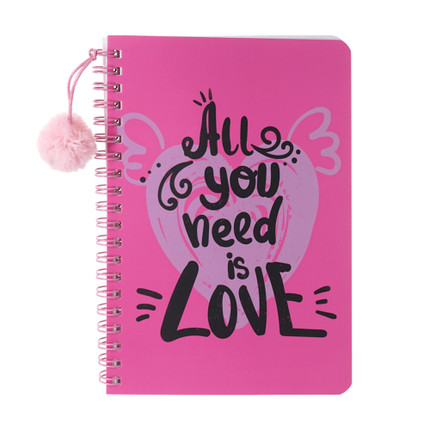 Notebook with fluffy ball, 60 sheets, in assortment