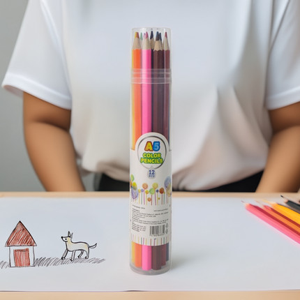 Colored pencils in a tube, 12 colors, assorted