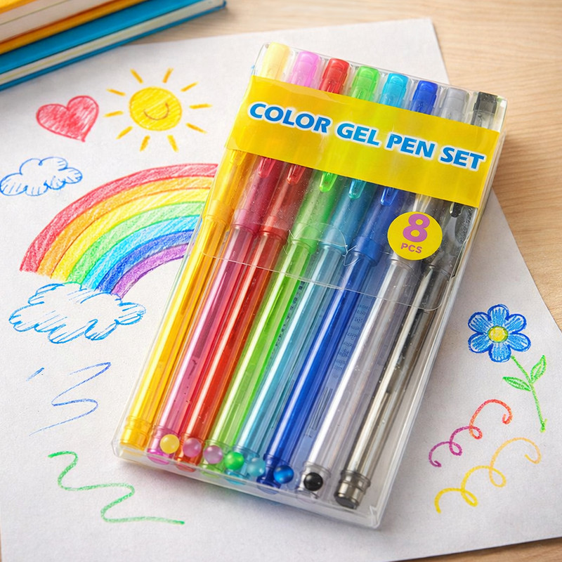 Color gel pen set, 8 pcs