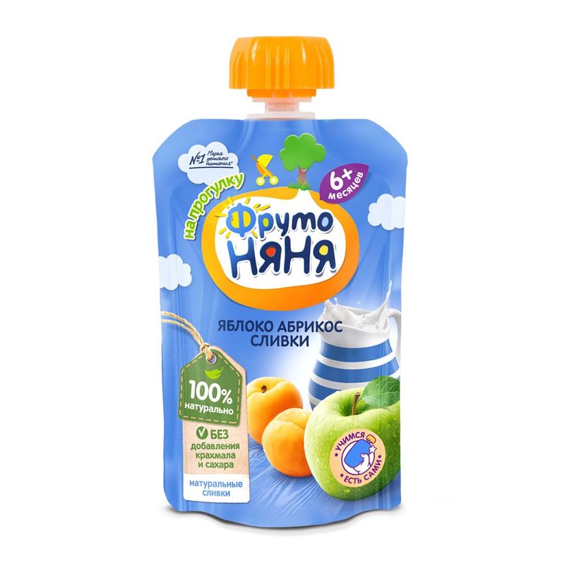 Fruit puree, Frutonyanya, apple apricot cream, 90 g