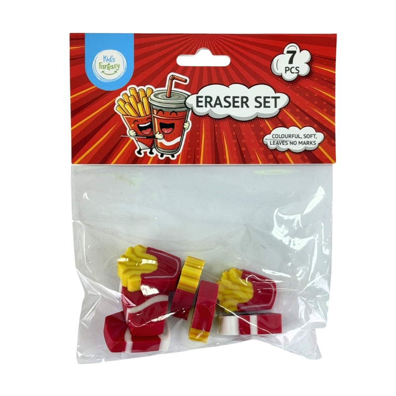 Eraser set, 7 pcs, assorted