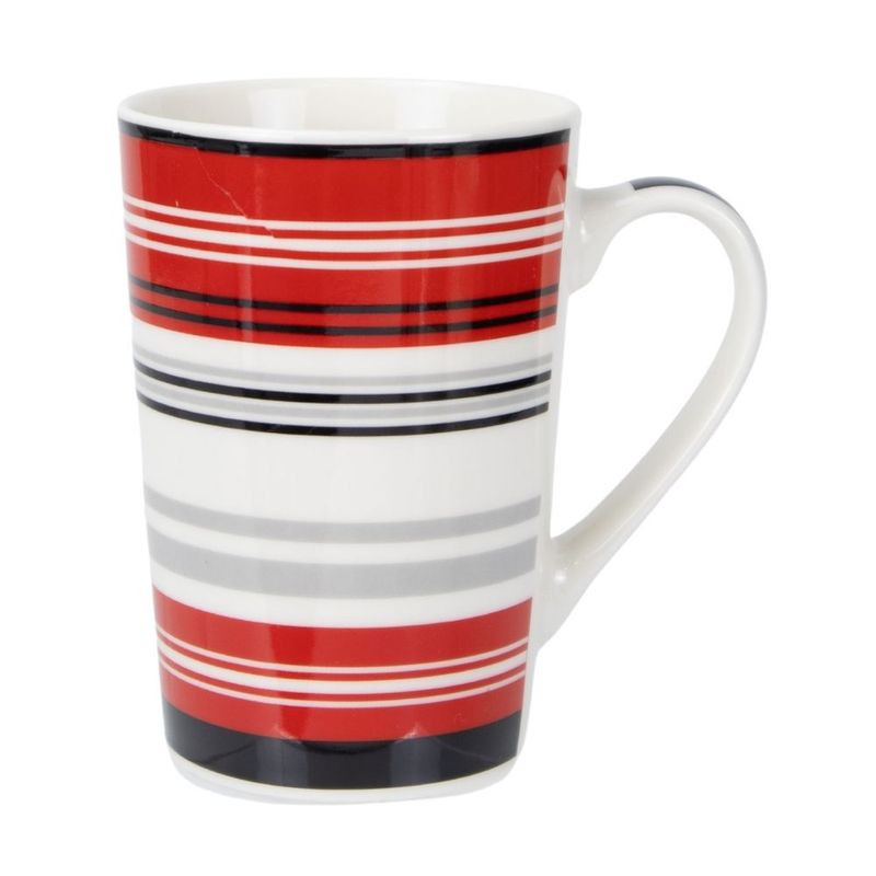 Ceramic mug 420 ml-White-Red Horizontal