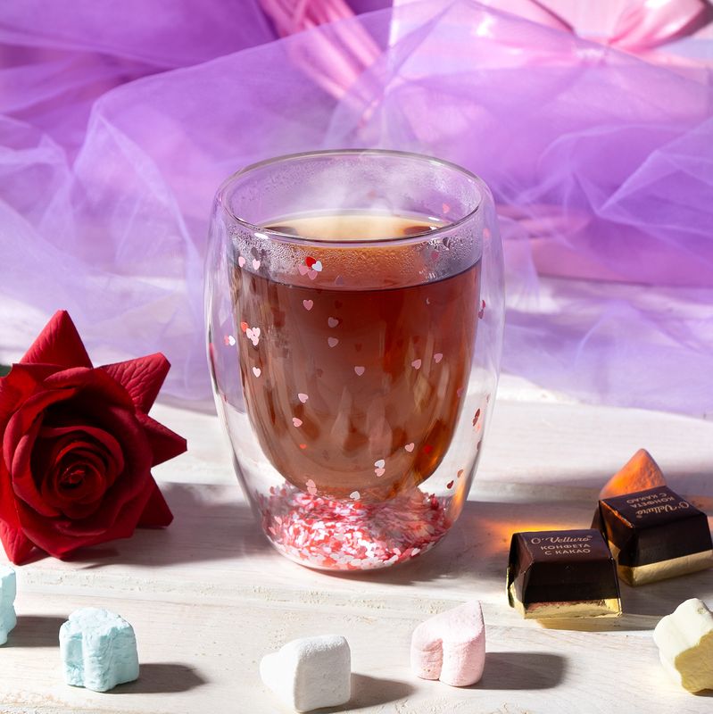 Thermo glass \"Hearts\", 300 ml, in assortment