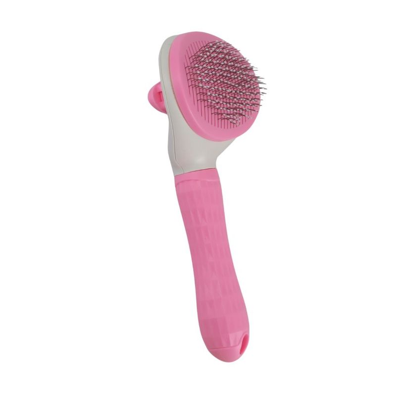 Self-cleaning clicker brush for pets, assorted
