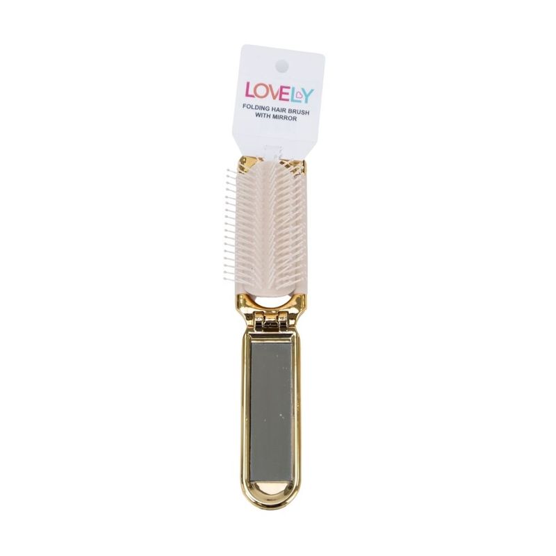 FOLDING HAIR BRUSH WITH MIRROR  Lovely