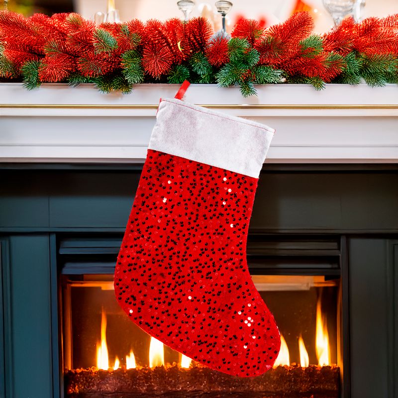 Christmas stocking with sequins, Snow Fantasy, assorted