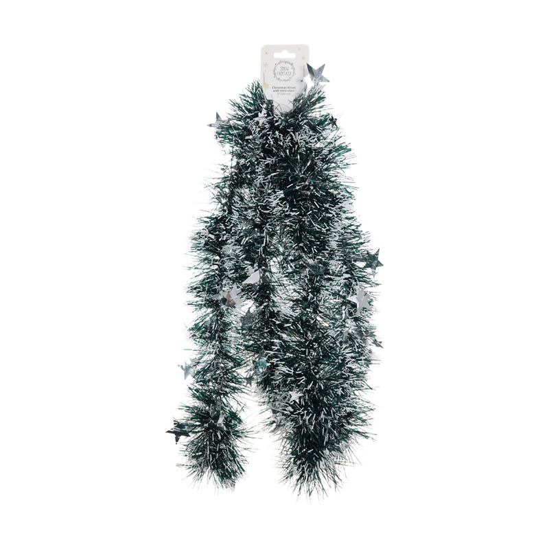 Christmas tinsel with mini stars, 9x200 cm